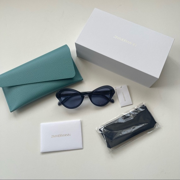 Zimmermann Accessories - Zimmermann 49mm Flutter Cat Eye Blue Sunglasses NWT, Case, Cleaning cloth & Box